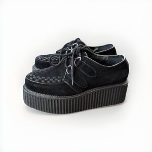 DEMONIA CRE402S Men's Gothic Black Suede Platform Creepers Goth Shoes Size 4